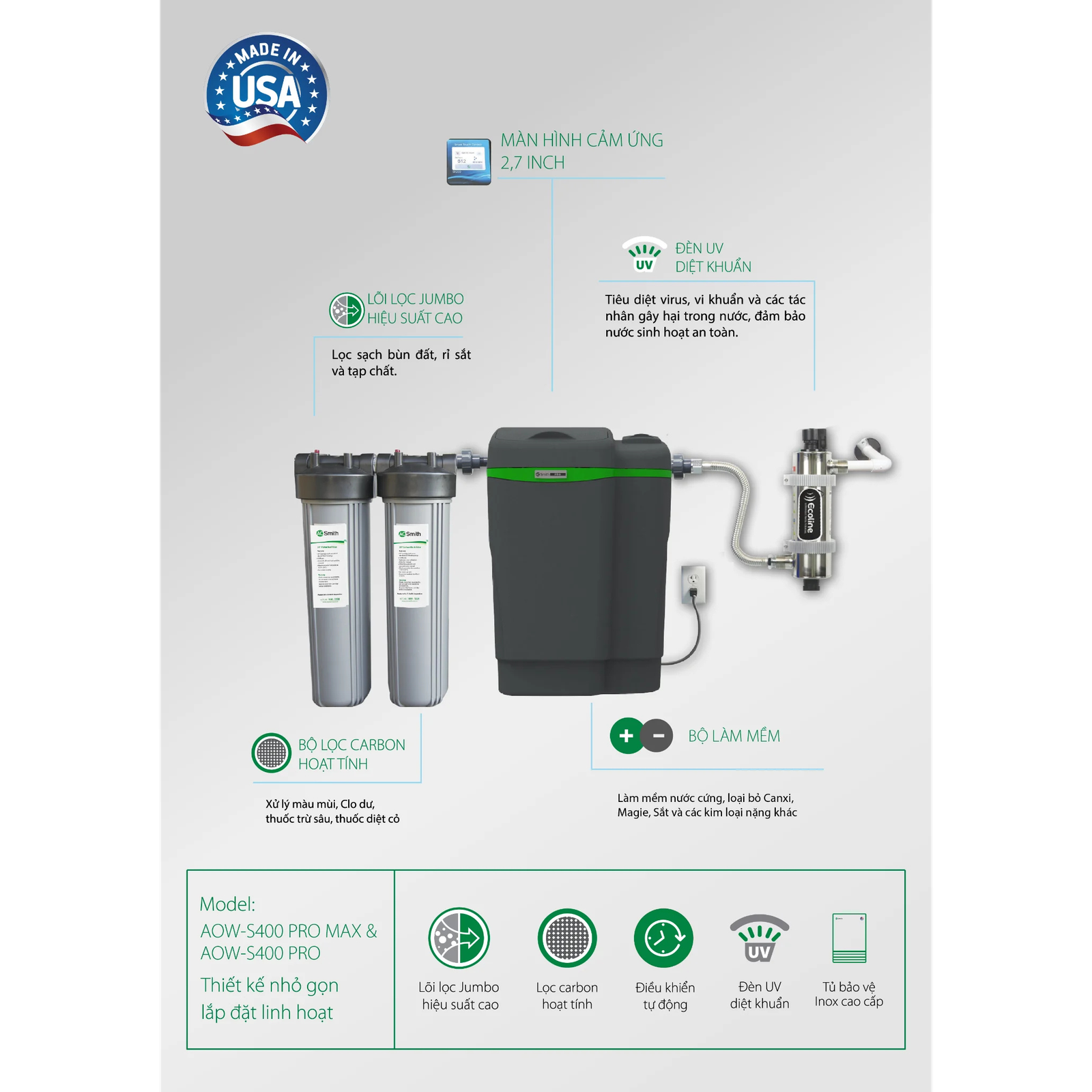 Hệ thống lọc nước đầu nguồn A.O.Smith AOW-S400 SERIES - Ảnh 3